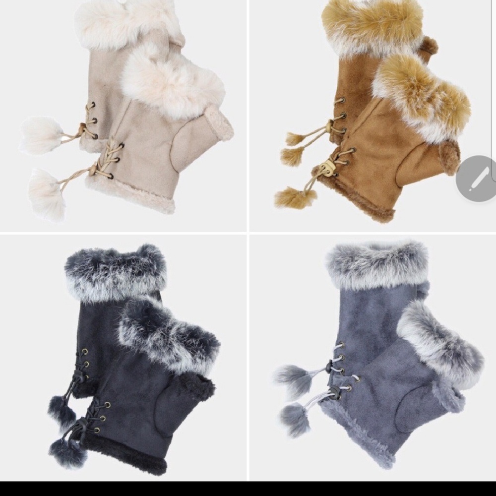 Nadia Rima Fingerless Faux Fur Trim Gloves